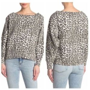 Good American leopard print boat neck sweater